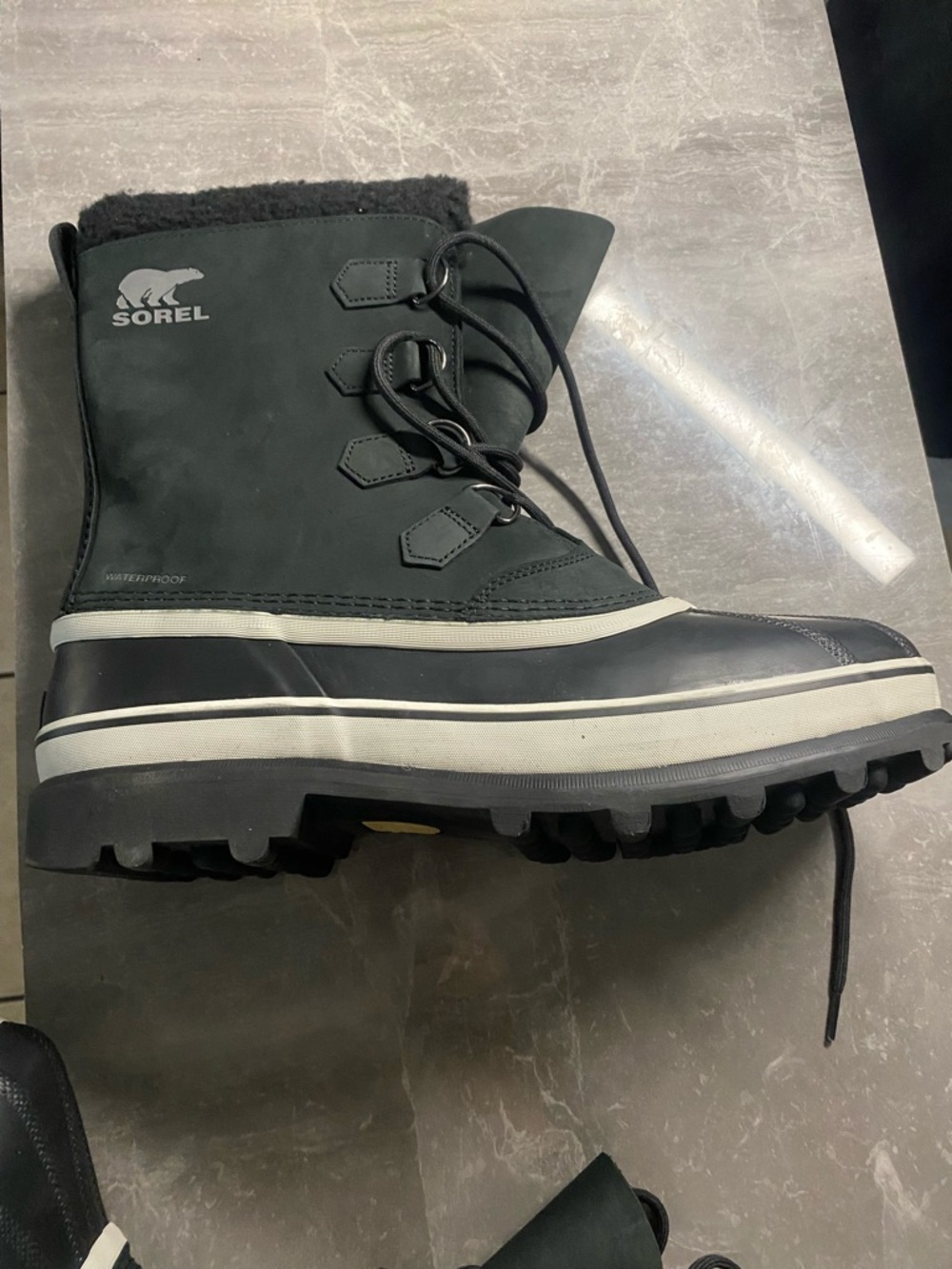 SOREL Caribou Waterproof Boot Insulated Black Dark Stone Natural Rubber Men's 13 - Picture 5 of 16